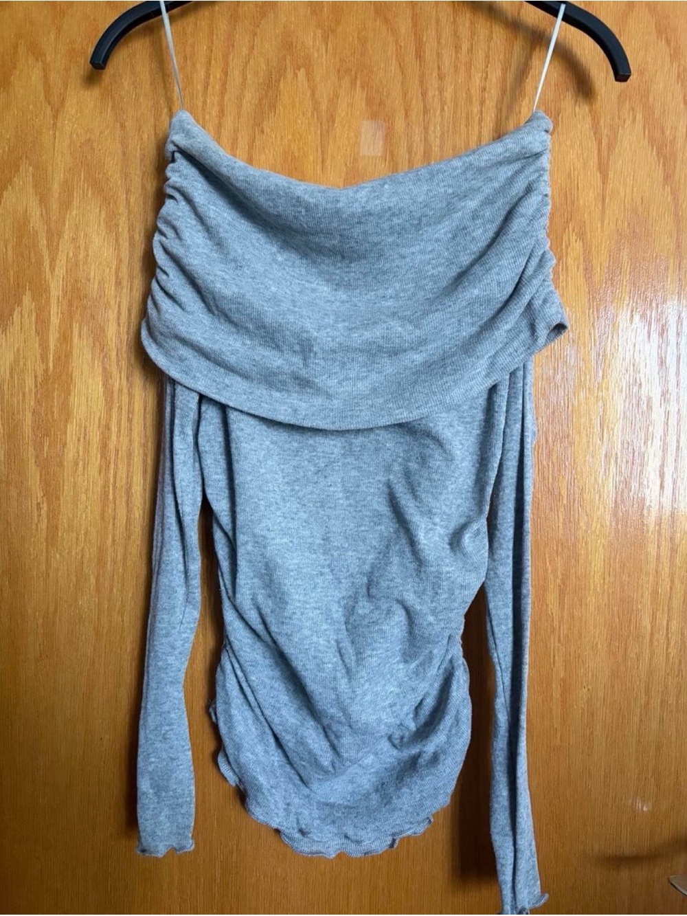 Zara Light Grey Off-the-Shoulder Knit Sweater